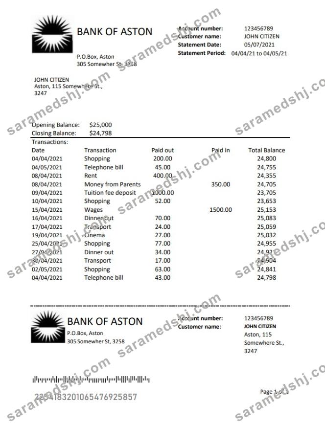 United Kingdom Bank of Aston excel pdf